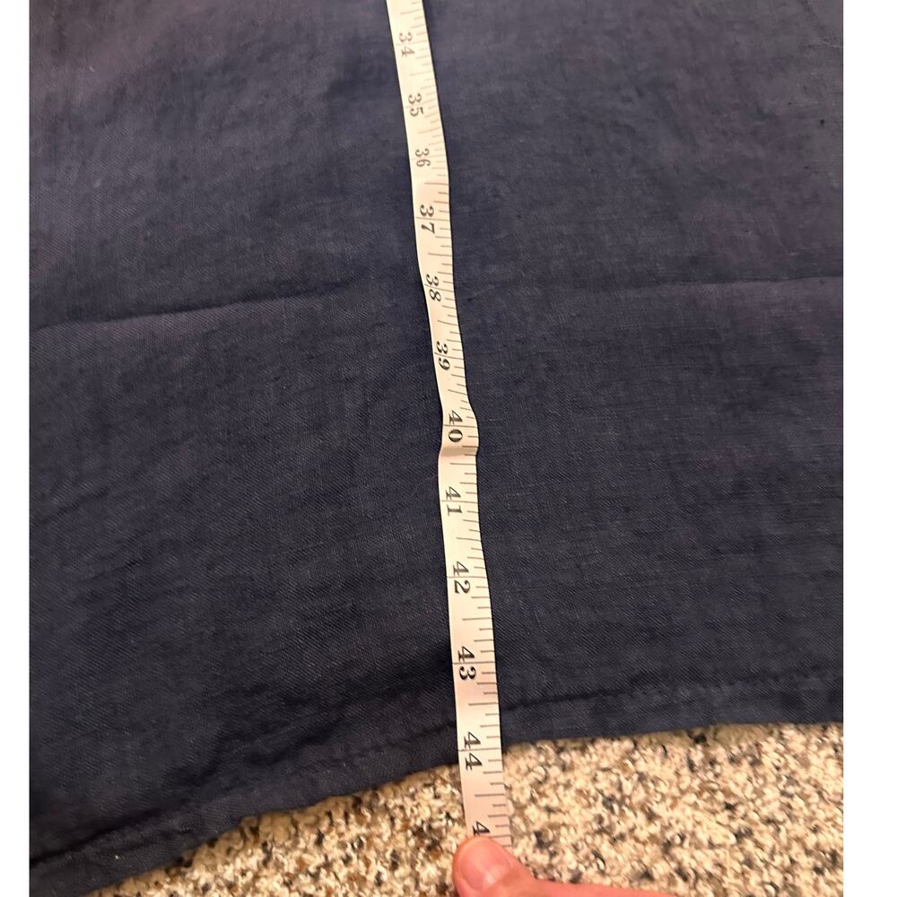 SAGA Linen Midi Navy Oversized Lagenlook Lightweight Beach Dress Pockets, OS - Picture 5 of 7